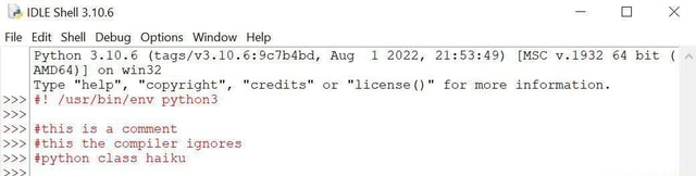 IDLE Shell 3.10.6 - oF Xx File Edit Shell Debug Options Window Help ...