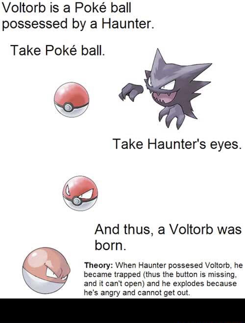 Voltorb is a Poké ball possessed by a Haunter. Take Poké ball. Take