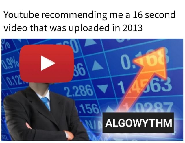 Youtube recommending me a 16 second video that was uploaded in 2013 ...