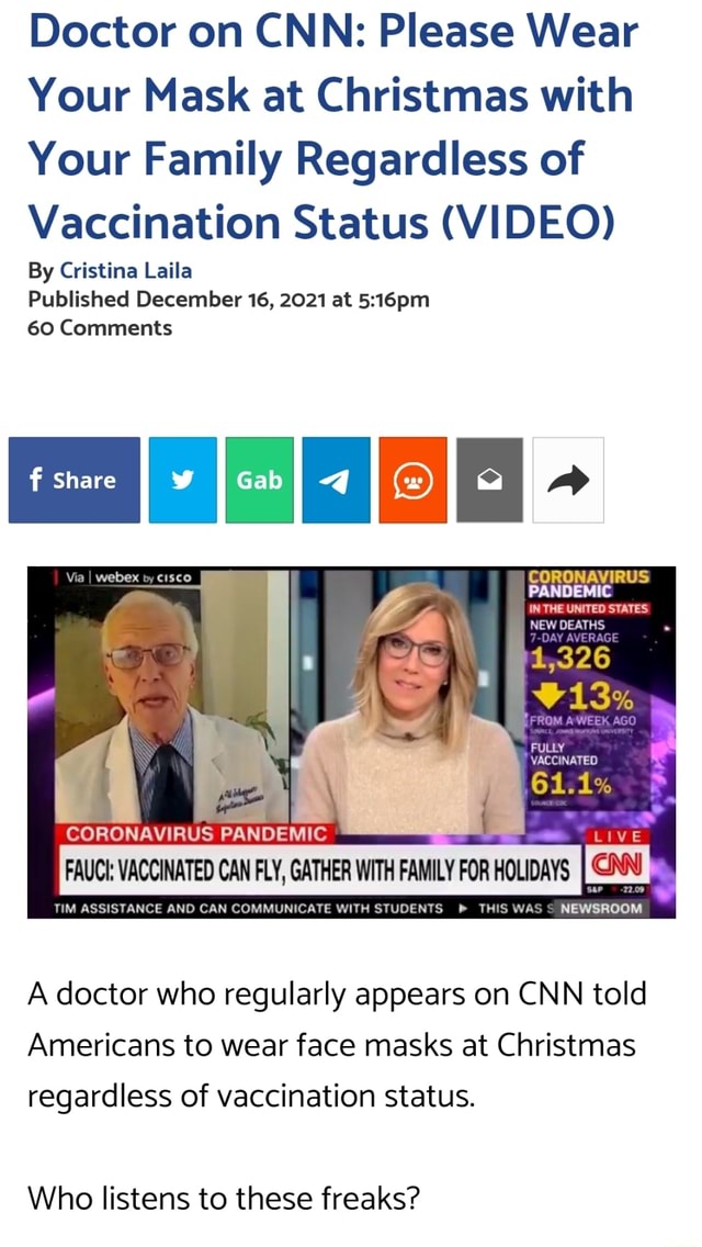 Doctor on CNN: Please Wear Your Mask at Christmas with Your Family ...