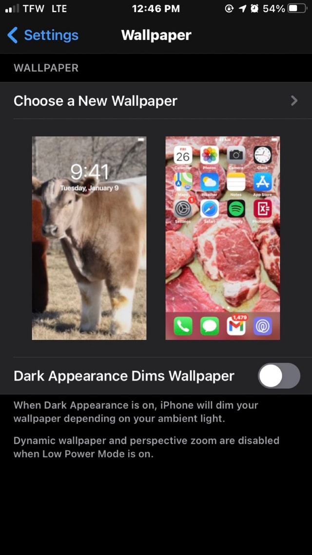 PM Settings Wallpaper WALLPAPER Choose a New Wallpaper > Dark