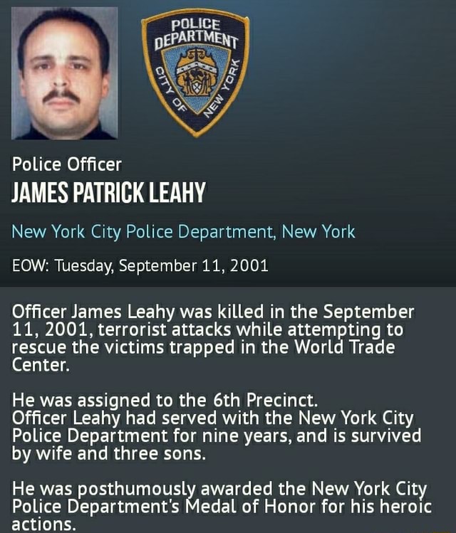 POLICE PART Police Officer JAMES PATRICK LEARY New York City Police