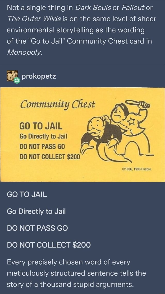 Not a single thing in Dark Souls or Fallout or The Outer Wilds is on