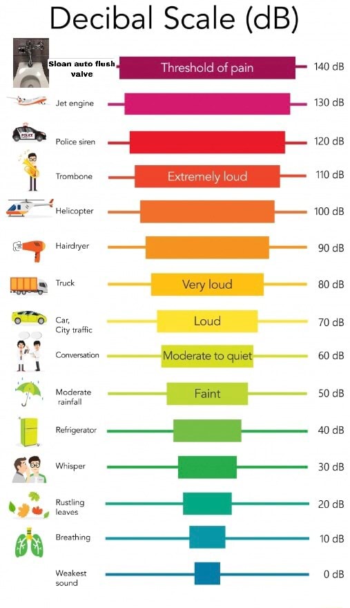 Decibal Scale (dB) valve auto flush Threshold 140 dB 130 120 100 aB ...