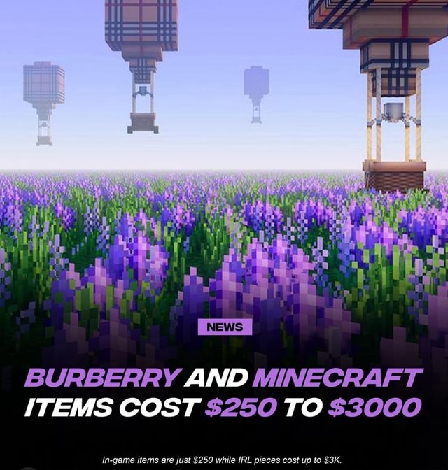 BURBERRY AND MINECRAFT ITEMS COST $250 TO $3000 In-game items are just $250  while IRL pieces cost up to - iFunny