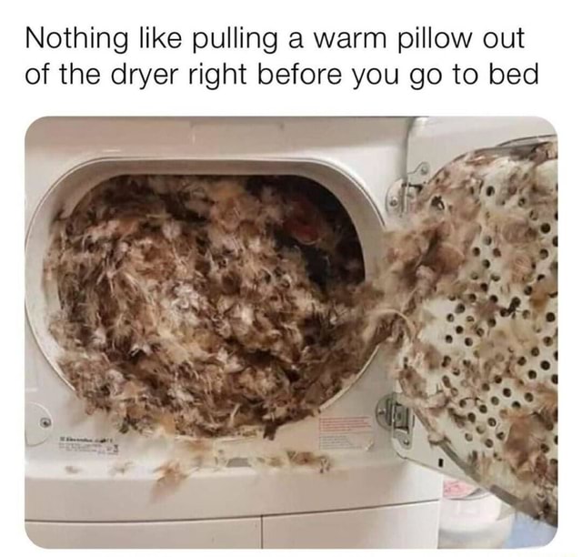 Nothing like pulling a warm pillow out of the dryer right before you go