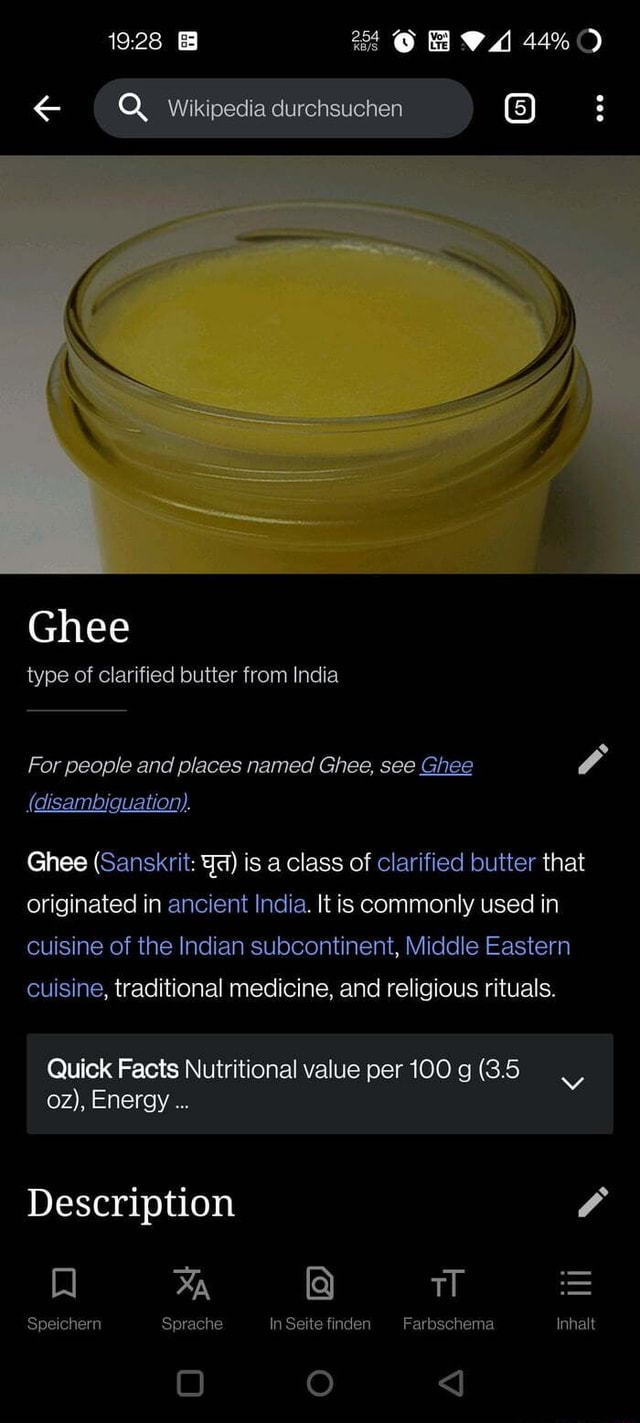 BOA Q Wikipedia durchsuchen Ghee type of clarified butter from India
