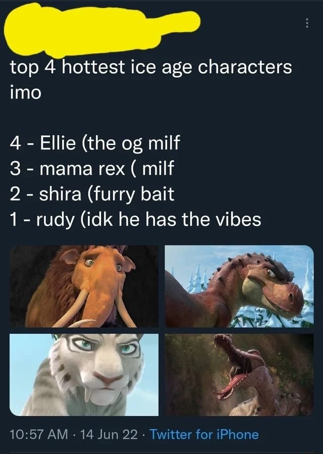 Top Hottest Ice Age Characters Imo Ellie The Og Milf Mama Rex Milf Shira Furry