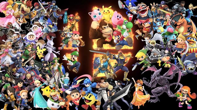 A wallpaper I made with every announced character (so far) in Super ...