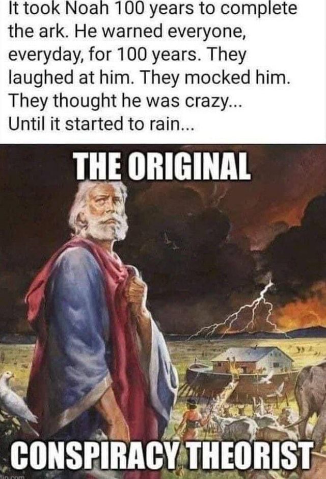 It took Noah 100 years to complete the ark. He warned everyone ...