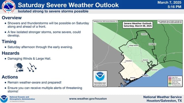 March 7, 2025 16 PM Saturday Severe Weather Outlook Isolated strong to ...