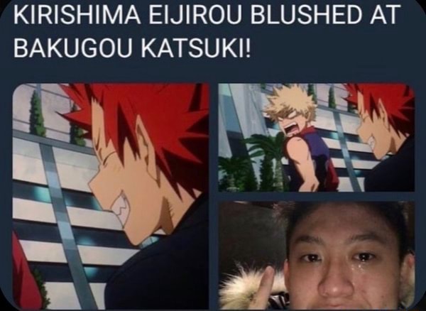 KIRISHIMA EIJIROU BLUSHED AT BAKUGOU KATSUKI! - iFunny