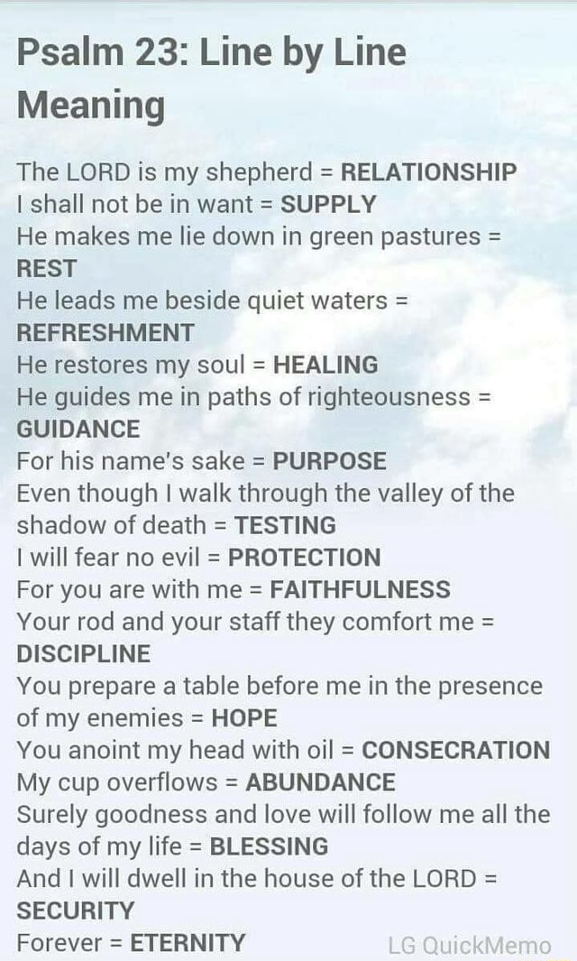 Psalm 23 Line By Line Meaning The LORD Is My Shepherd RELATIONSHIP I 