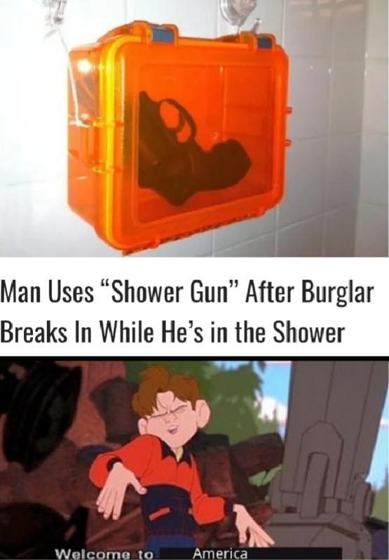 Man Uses "Shower Gun" After Burglar Breaks In While He's in the Shower
