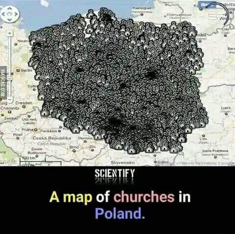 SCIENTIFY A map of churches in Poland. - iFunny