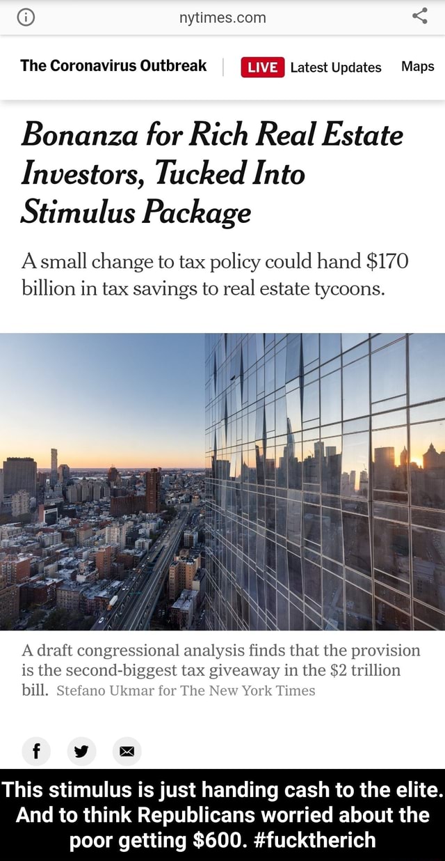 Bonanza for Rich Real Estate Investors, Tucked Into Stimulus Package A ...