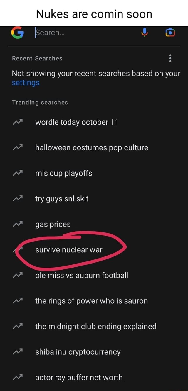 Nukes are comin soon Recent Searches Not showing your recent searches ...