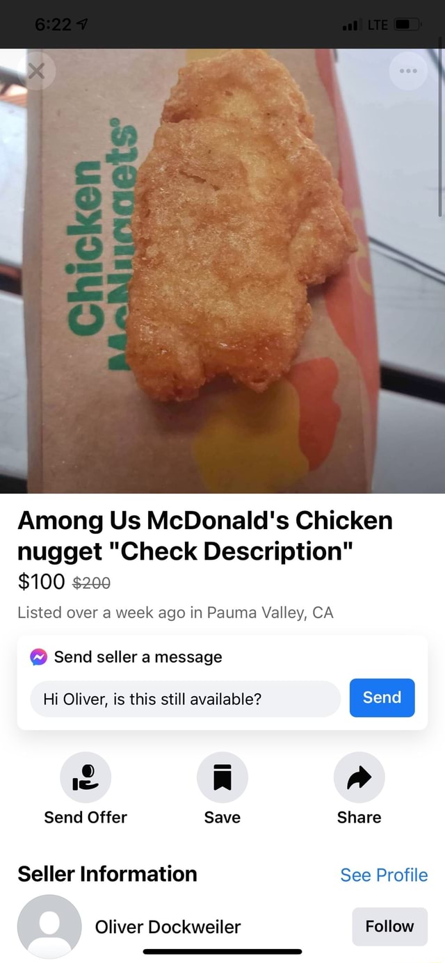 Among Us McDonald's Chicken nugget 