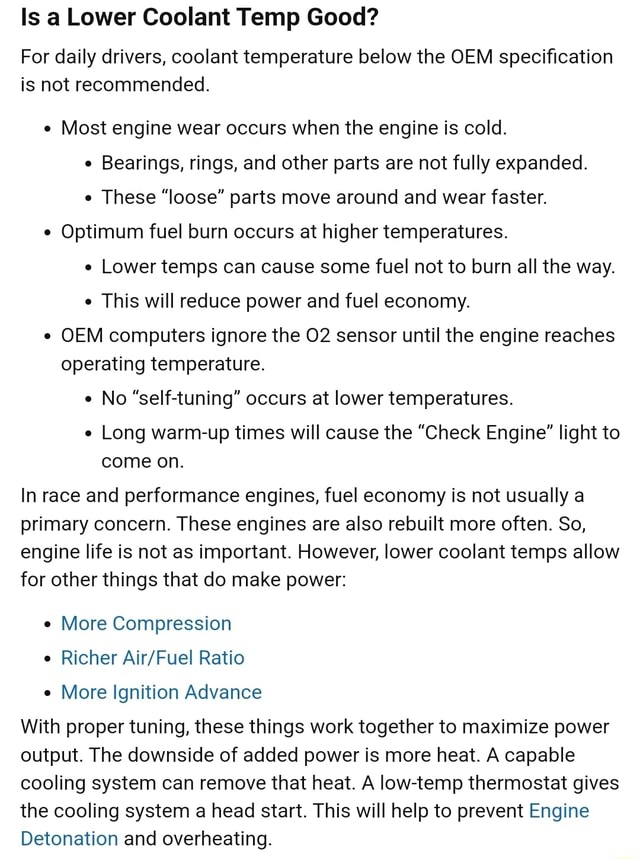 Is a Lower Coolant Temp Good? For daily drivers, coolant temperature