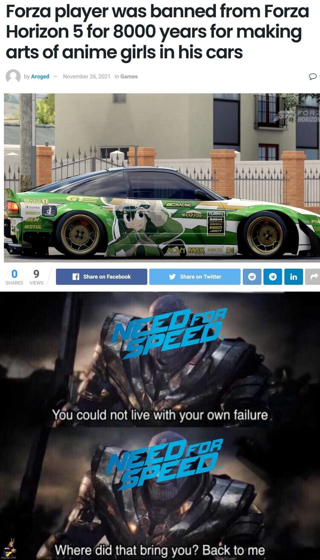 Forza Player Was Banned From Forza Horizon 5 For 8000 Years For Making Arts Of Anime Girls In 