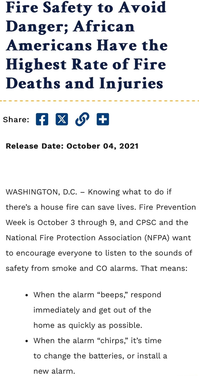 Fire Safety to Avoid Danger; African Americans Have the Highest Rate of