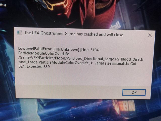 The ue4 ghostrunner game has crashed and will close как исправить