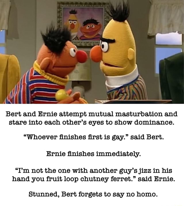 Bert and Ernie attempt mutual masturbation and stare into each other's ...