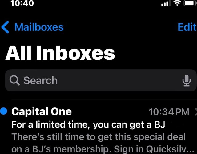 Al Mailboxes Edit All Inboxes Q Search Capital One For A Limited Time ...