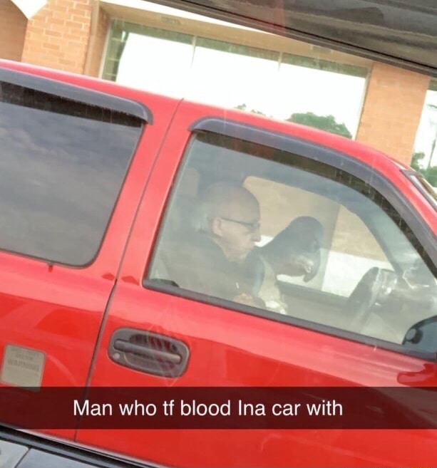 Man who tf blood Ina car with - iFunny