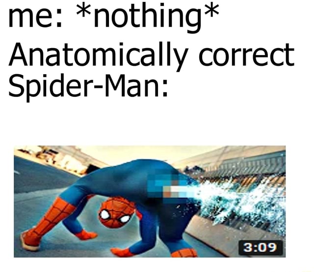 Me: *nothing* Anatomically correct Spider-Man: - iFunny