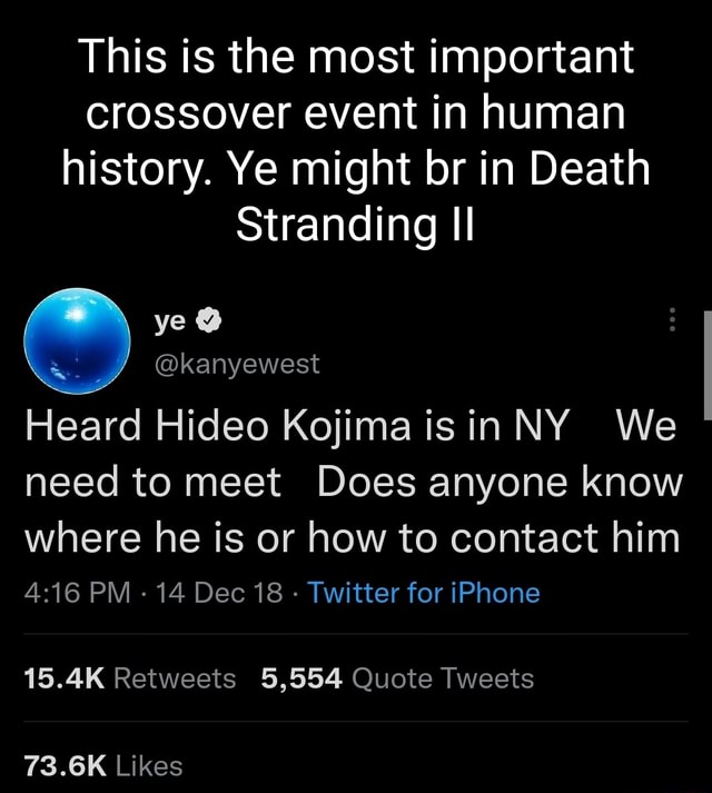 Kanye West Calls for a Meeting With 'Death Stranding's' Hideo