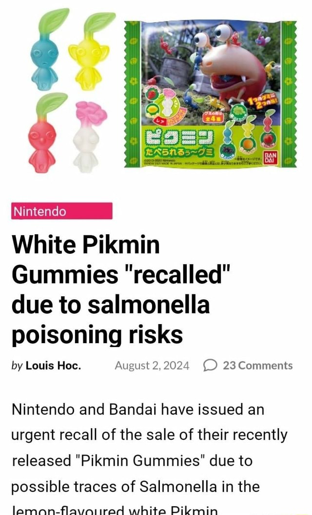 Nintendo White Pikmin Gummies recalled due to salmonella