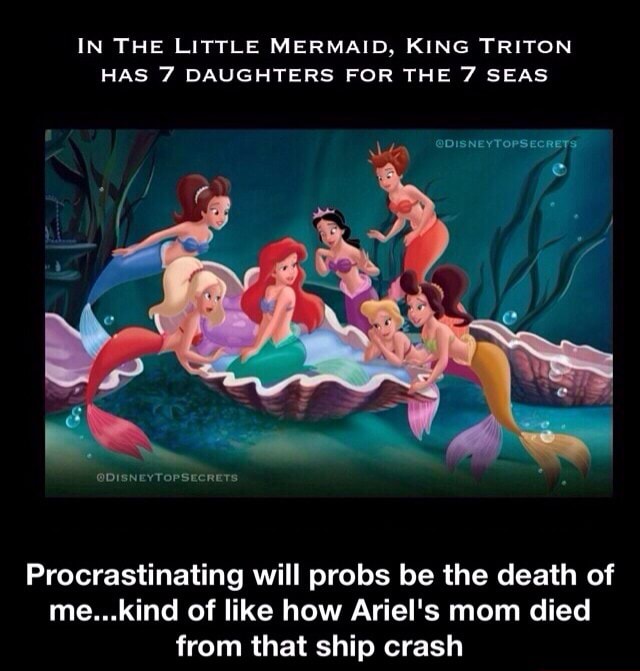 IN THE LITTLE MERMAID, KING TRITON HAS 7 DAUGHTERS FOR THE 7 SEAS