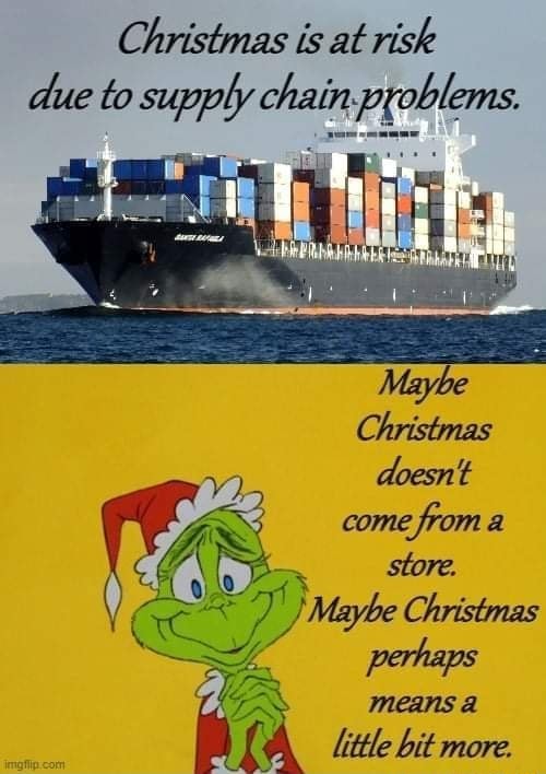 Christmas is at risk due to supply chain. .problems. Christmas doesnt