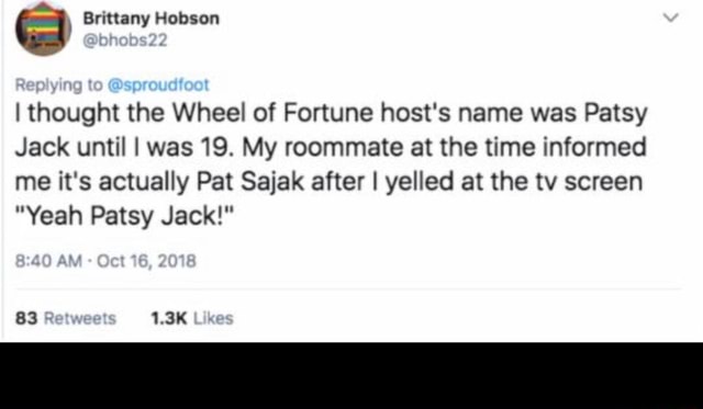 Patsy jack wheel of fortune bob mackie