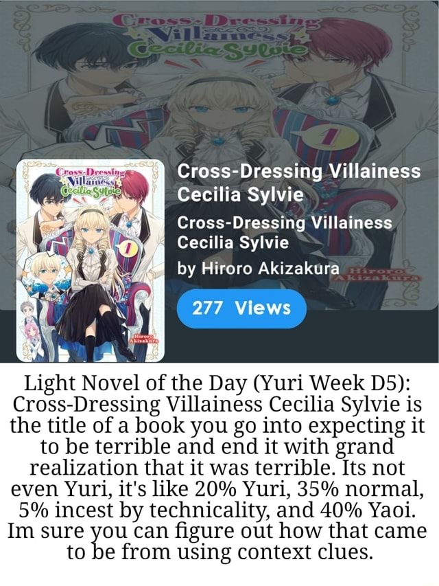 CrossDressing Villainess Cecilia Sylvie CrossDressing Villainess