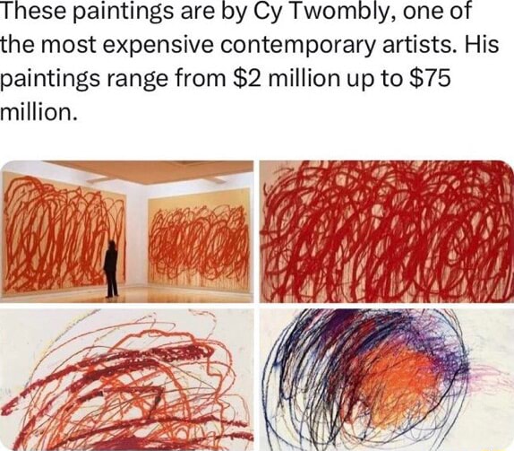 These paintings are by Cy Twombly one of the most expensive