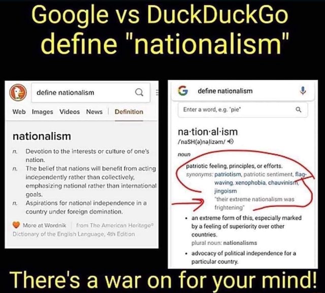 Google Vs DuckDuckGo Define "nationalism" Define Nationalism Define ...