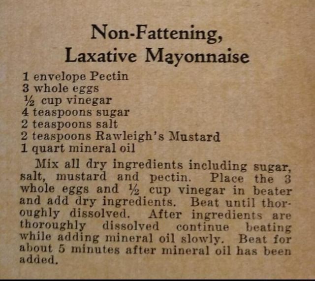 NonFattening, Laxative Mayonnaise 1 envelope Pectin 3 whole eggs cup