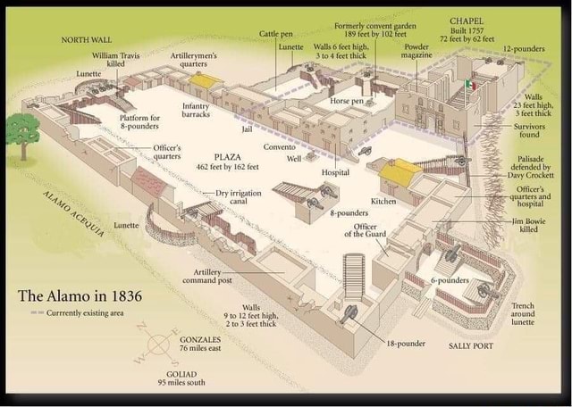 The layout of the Alamo during the 13 Days to Glory. - NORTH WALL ...