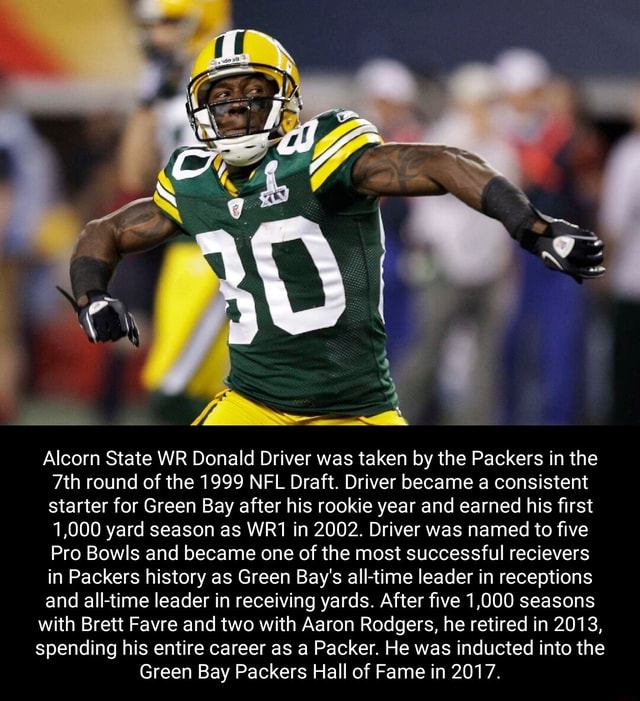 Alcorn State WR Donald Driver was taken by the Packers in the round of ...