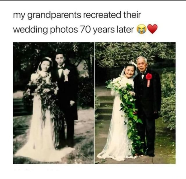My grandparents recreated their wedding photos 70 years later @Y - iFunny