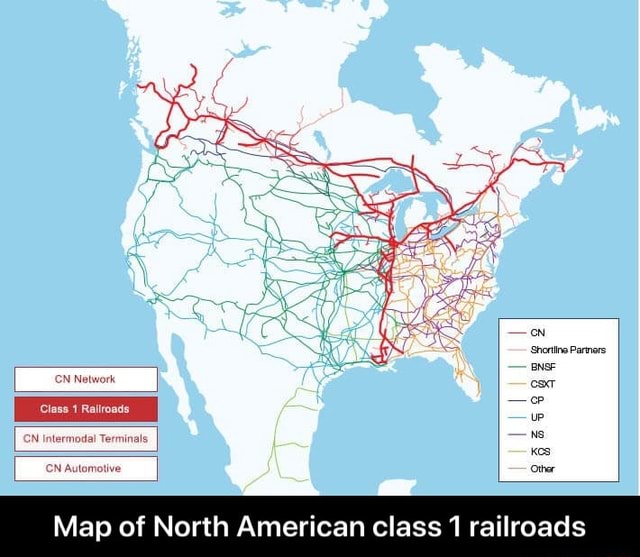 Map of N American class1 railroads - Map of North American class 1 ...