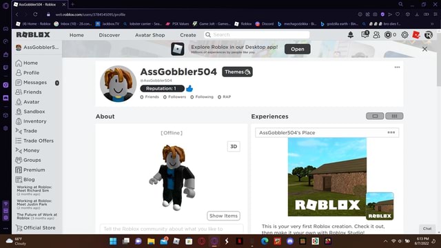 AssGobbler504 - Roblox (4) Home - Roblox Inbox (10) - 28.con... Jackbox ...