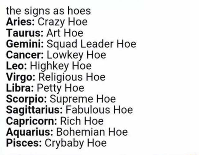 Hoe signs of a Symptoms of