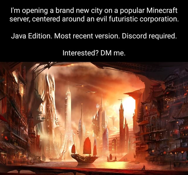 I'm opening a brand new city on a popular Minecraft server, centered ...
