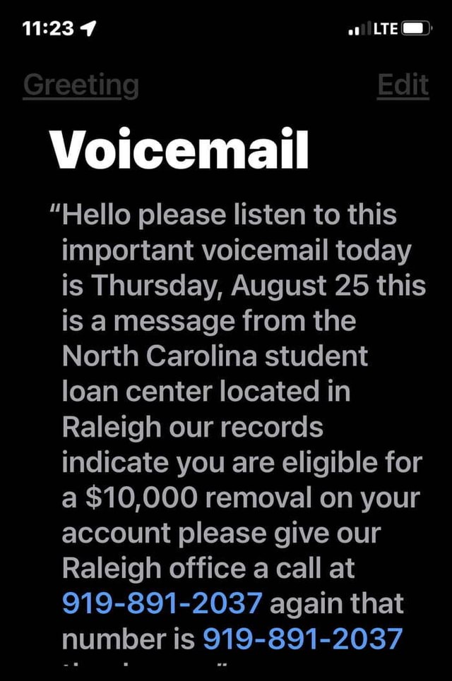 Voicemail "Hello please listen to this important voicemail today is