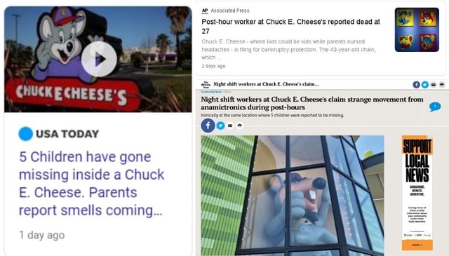 Chuck Echeese Usa Today 5 Children Have Gone Missing Inside A Chuck E