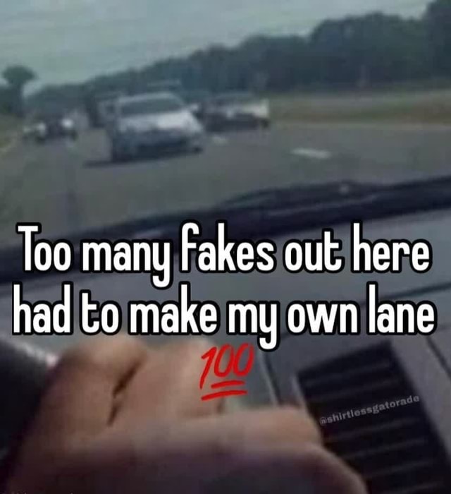 Too Many Fakes Out Here Had To Make My Own Lane IFunny too-many-fakes-out-here-had-to-make-my-own-lane-ifunny