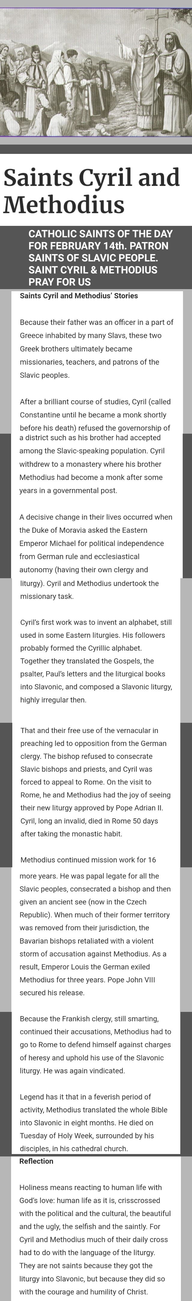 Saints Cyril and Methodius CATHOLIC SAINTS OF THE DAY FOR FEBRUARY 14th ...